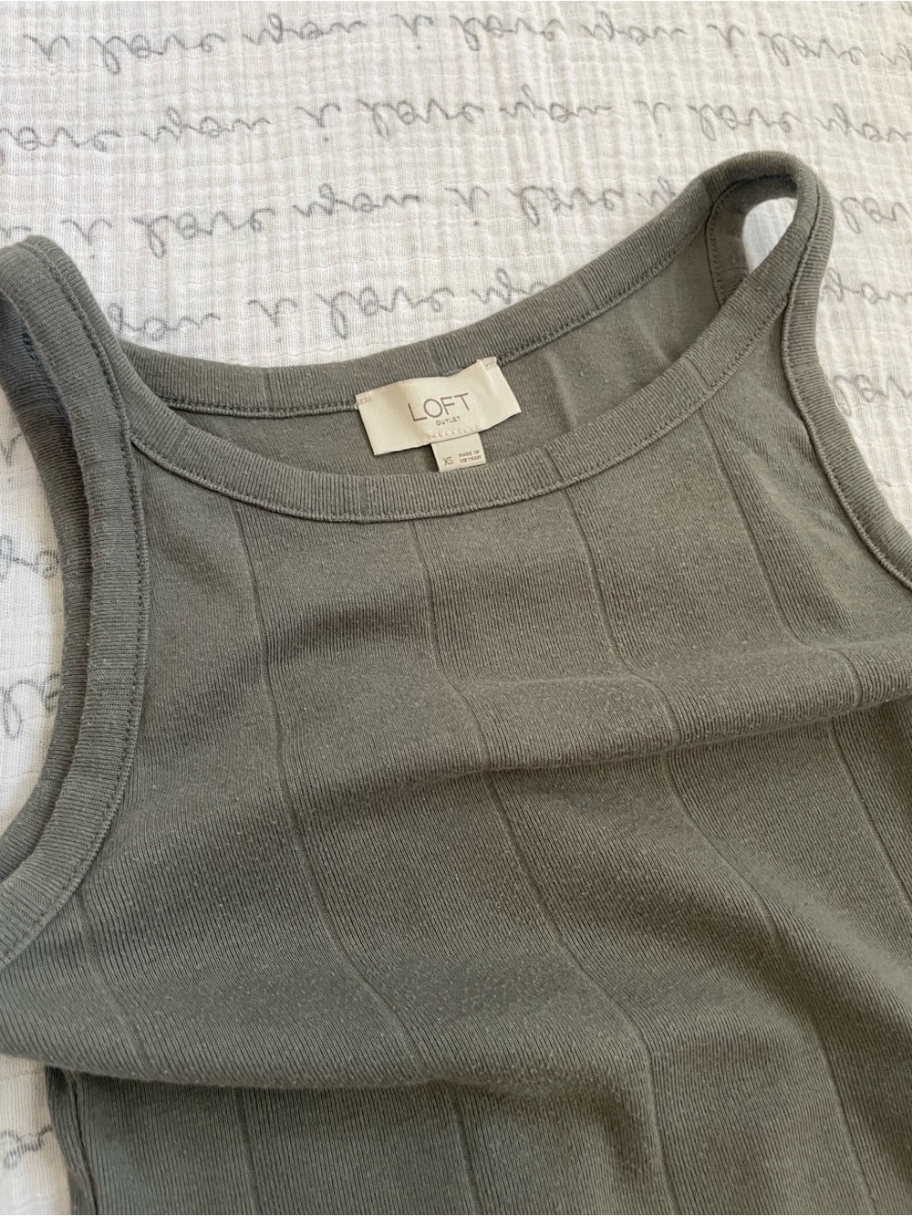 LOFT Gray Ribbed Square-Neck Tank